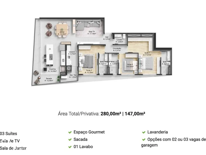 Apartamento à venda com 3 suítes em Piçarras